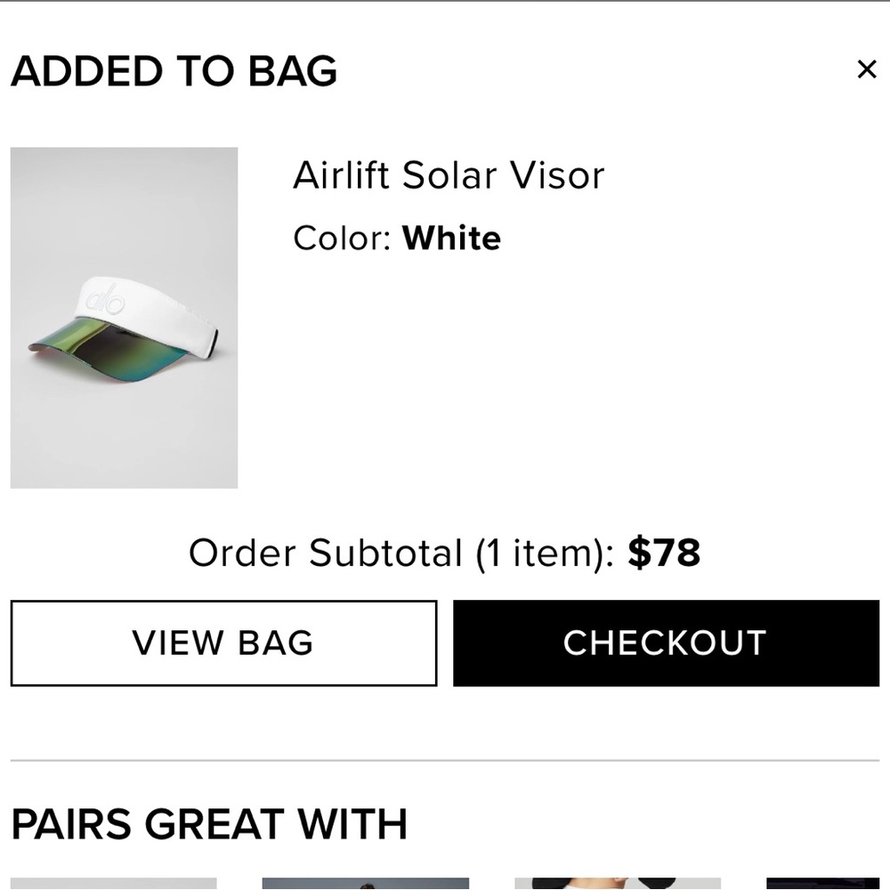 ALO Yoga Visor with White Band and Iridescent Brim